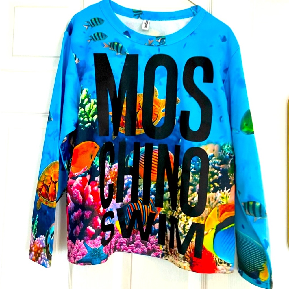 MOSCHINO Swim sea ecosystem print large Logo long sleeves sweatshirt